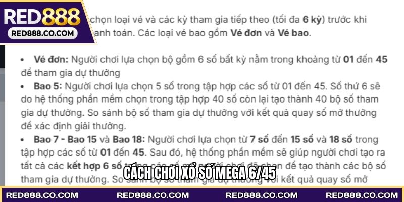 Cách chơi Xổ số Mega 6/45